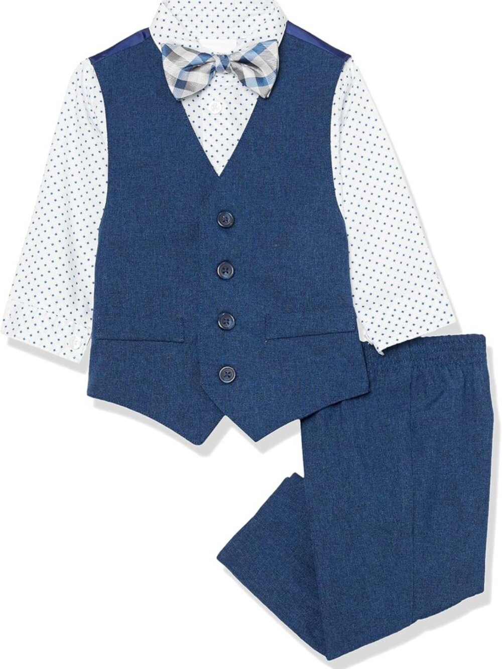4-Piece Baby Boys' Formal Dress Set - Vest, Pants, Collared Shirt & Tie
